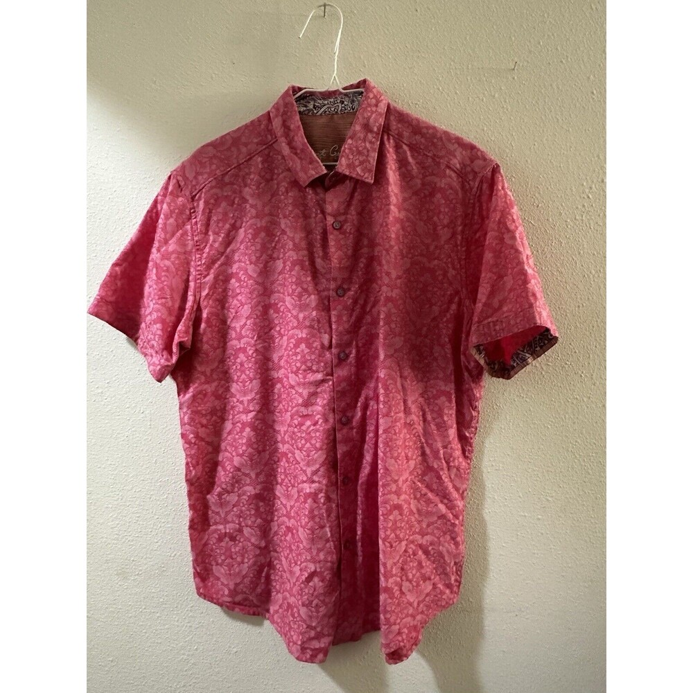 Robert Graham Men’s Andretti Hot Pink Paisley Sport Shirt Short Sleeve Size L